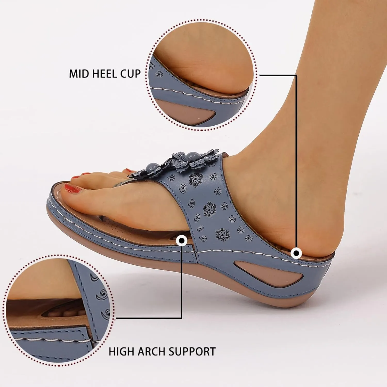 Orthopedic Slides for Women Adjustable Arch Support Recovery Sandals Thick Cushion Comfortable Walking Footwear Plantar Fasciitis Relief