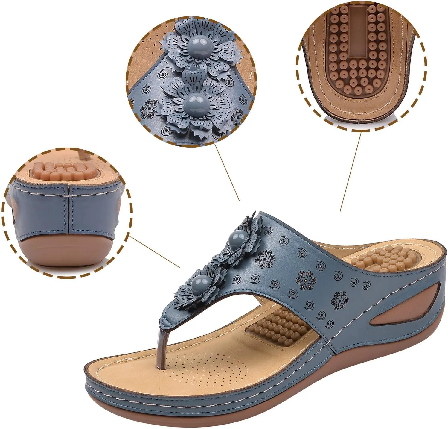 Orthopedic Slides for Women Adjustable Arch Support Recovery Sandals Thick Cushion Comfortable Walking Footwear Plantar Fasciitis Relief