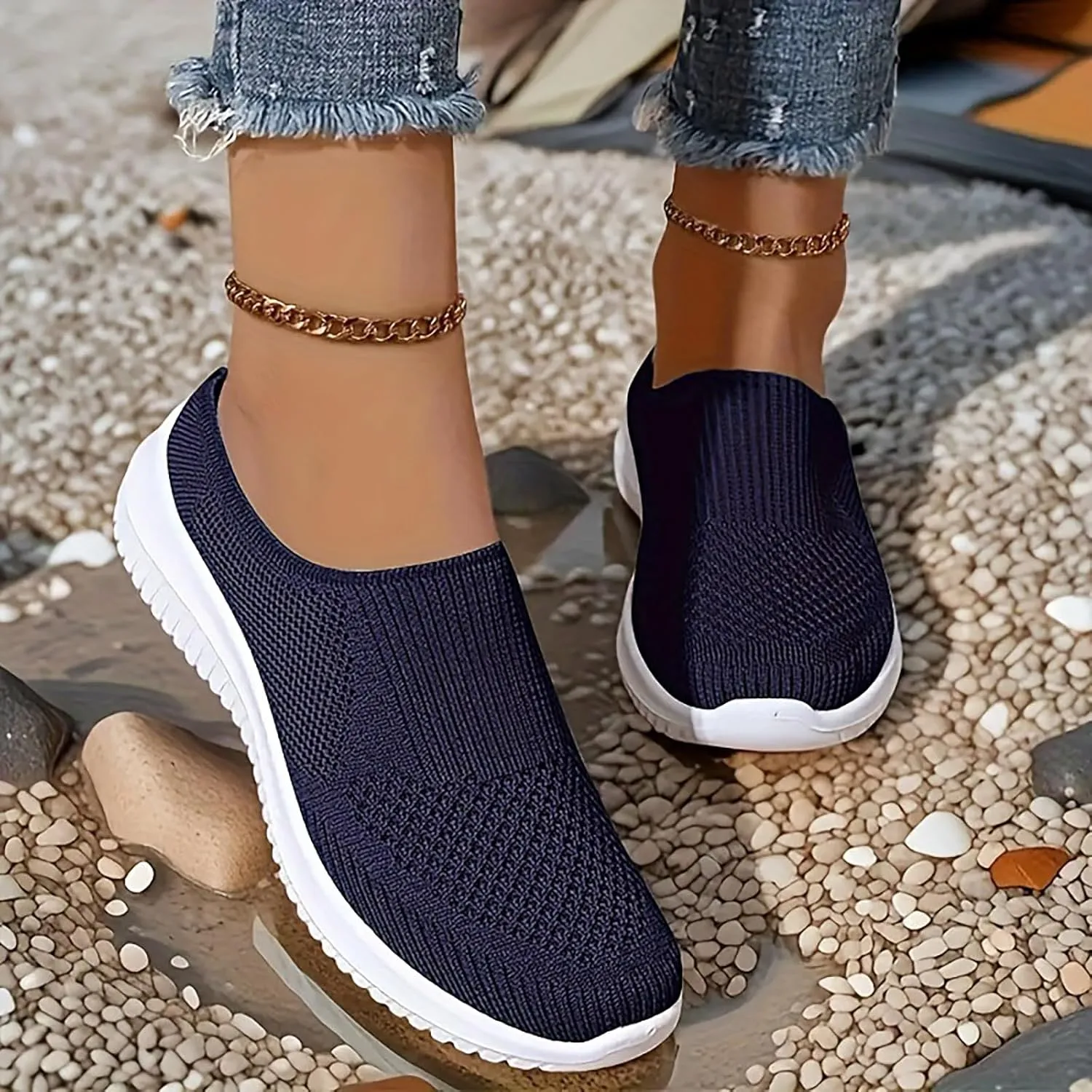 Orthopedic Sneakers for Women 2025 New Walking Sneakers Summer Slip-On Mule Shoes Mesh Hollow Out Shoes with Arch-Support Breathable Slippers Closed Toe Slides for All Day Wear