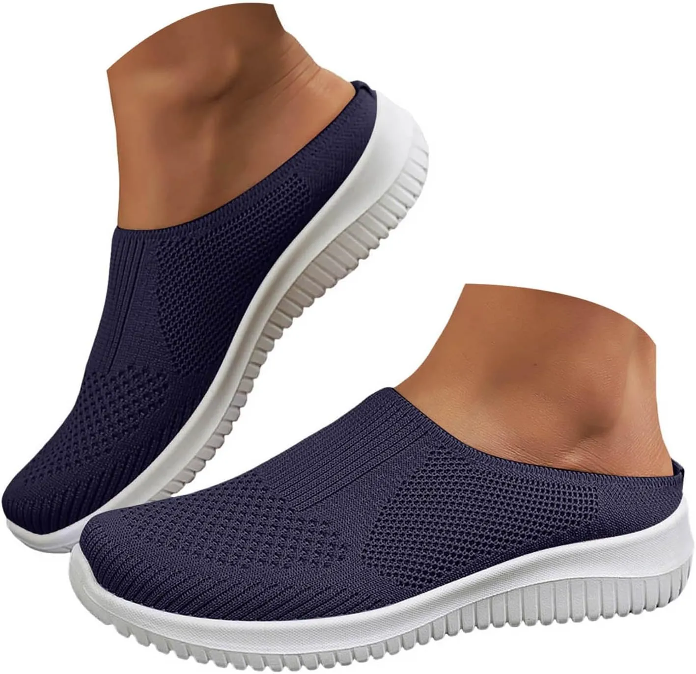 Orthopedic Sneakers for Women 2025 New Walking Sneakers Summer Slip-On Mule Shoes Mesh Hollow Out Shoes with Arch-Support Breathable Slippers Closed Toe Slides for All Day Wear