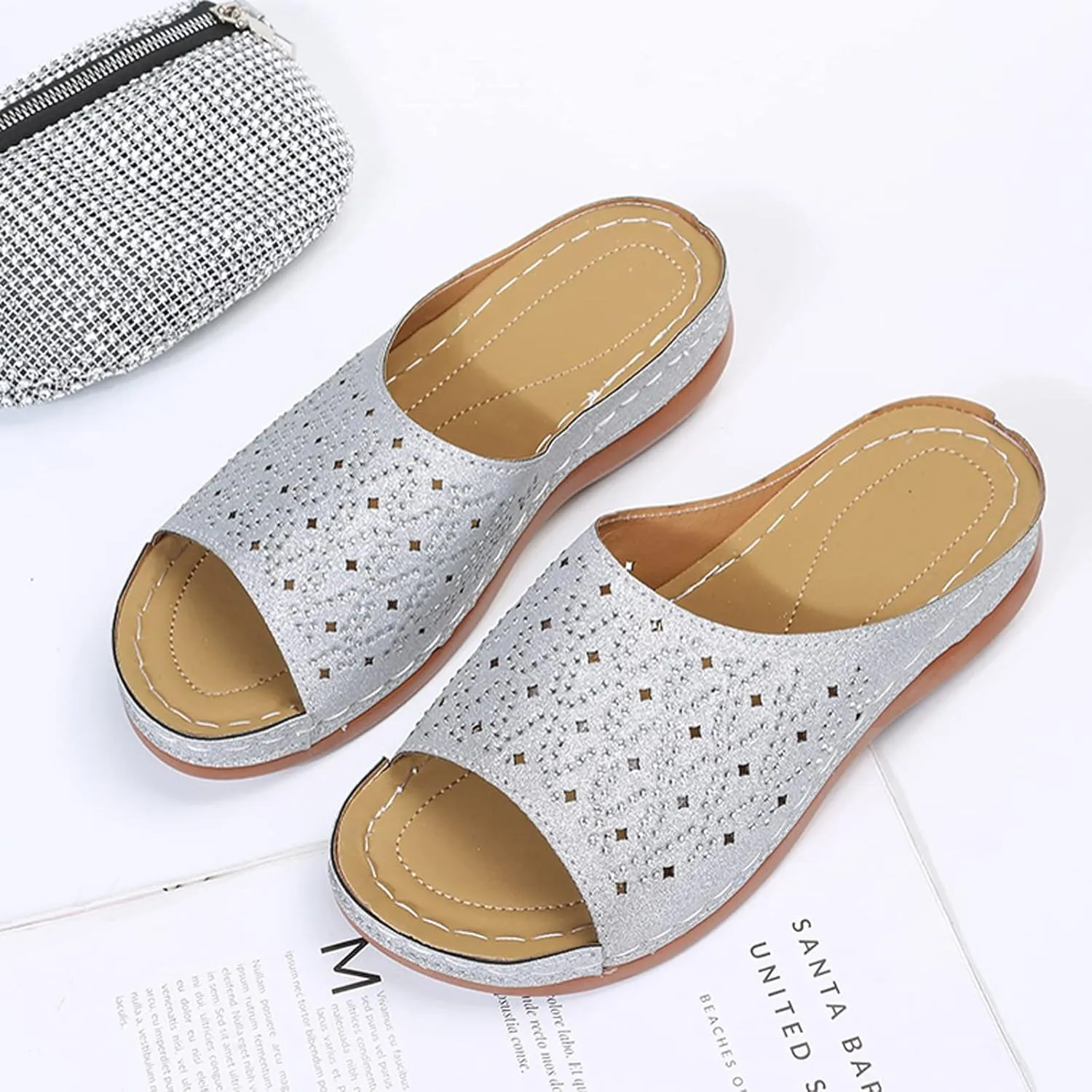 Orthotic Slippers with Arch Support Orthotic Wide Foot Sandals for Women Slide On Sandals for Women Dressy Orthotic Ladies Dress Sandals Low Heel Orthopedic Summer Sandals for Women 2025