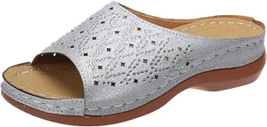 Orthotic Slippers with Arch Support Orthotic Wide Foot Sandals for Women Slide On Sandals for Women Dressy Orthotic Ladies Dress Sandals Low Heel Orthopedic Summer Sandals for Women 2025