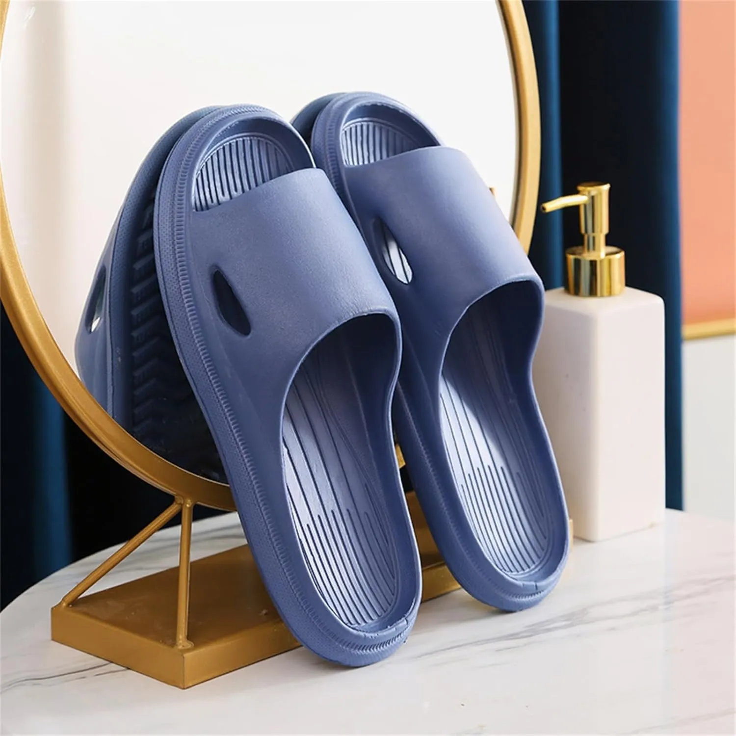 Pillow Slippers for Women Lightweight Breathable Comfortable House Slides Non Slip Comfy Cushioned Shower Shoes