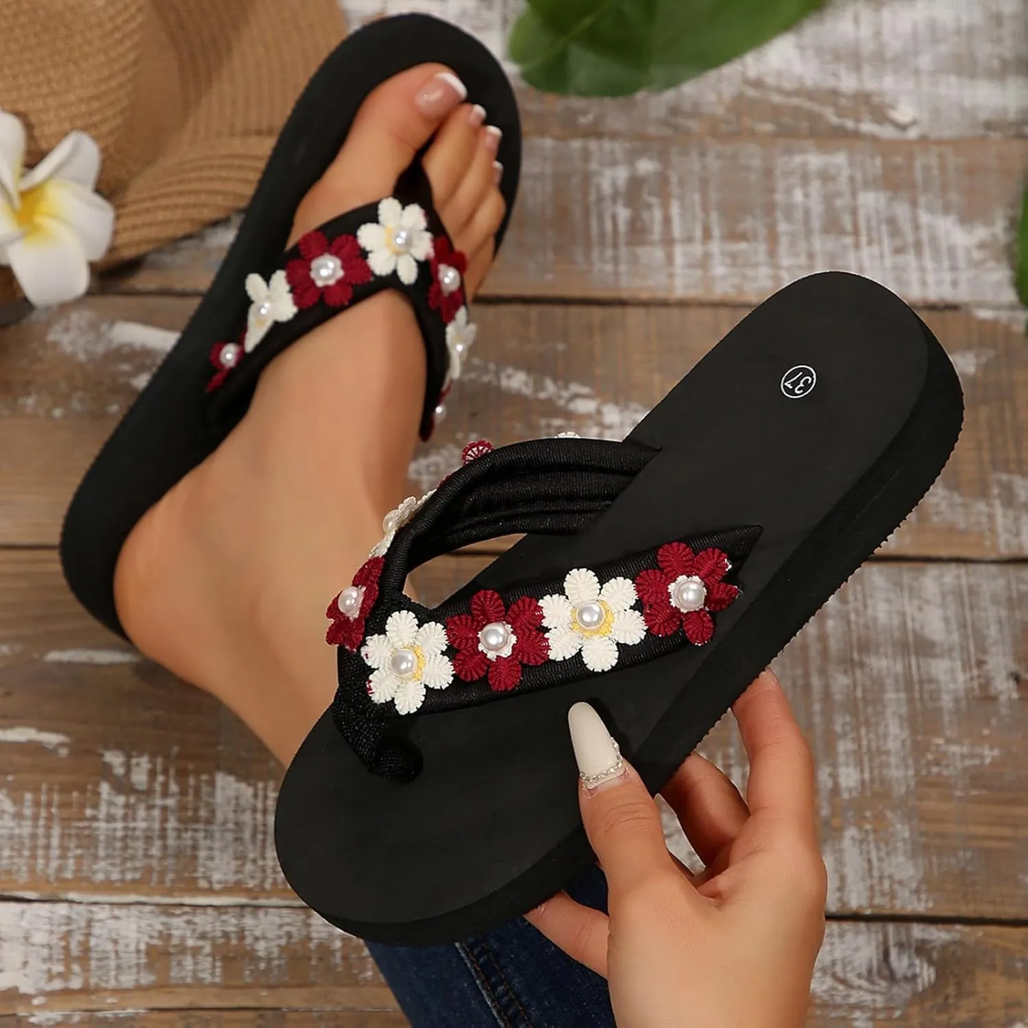 Platform Flip Flop for Women Slip on Wedge Sandals Women Open Toe Comfortable Trendy Arch Support Summer Shoes