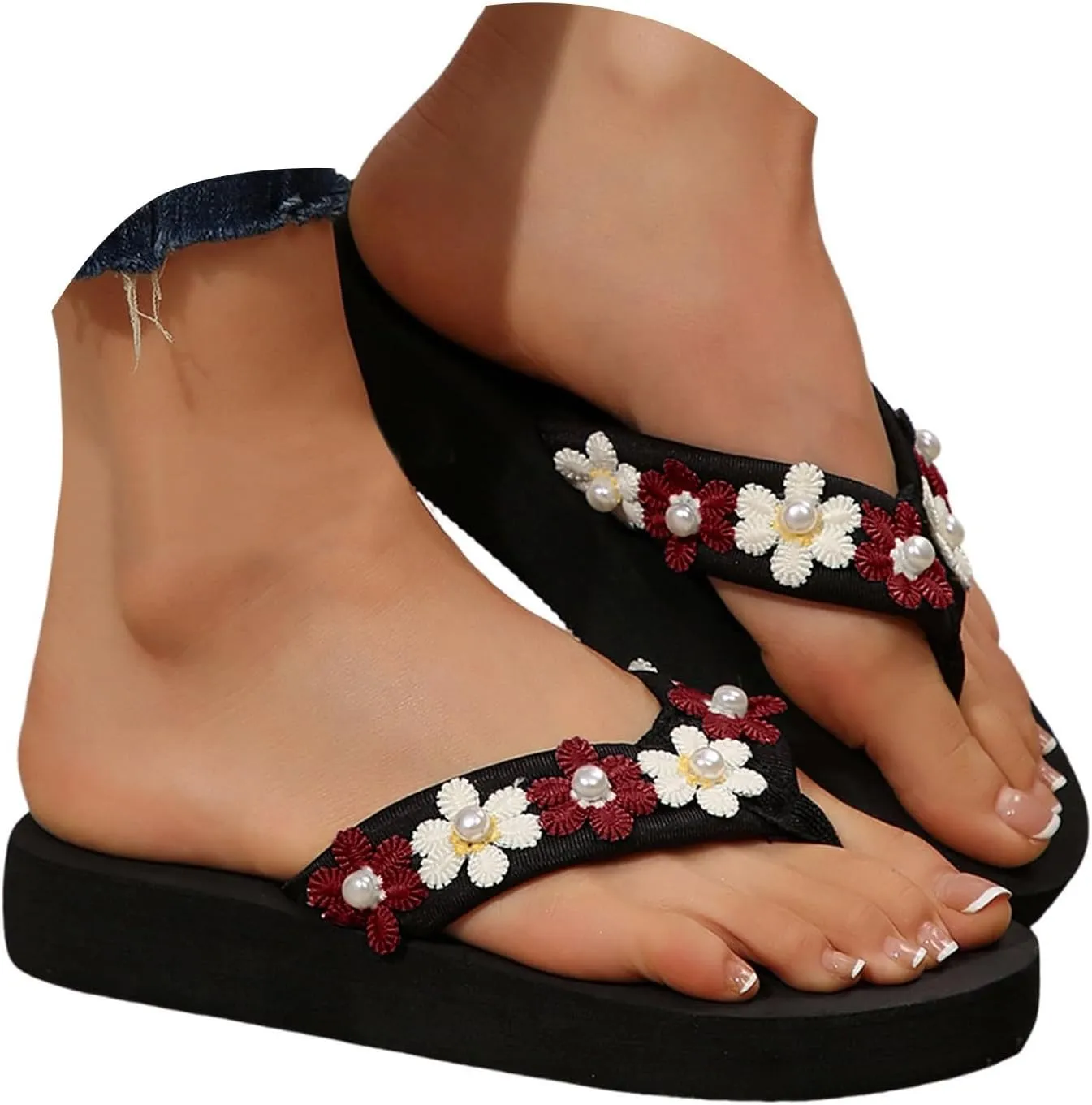 Platform Flip Flop for Women Slip on Wedge Sandals Women Open Toe Comfortable Trendy Arch Support Summer Shoes