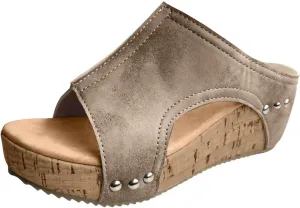 Platform Wedge Sandals for Women 2025 Comfortable Open Toe Thick Sole Comfy Leather Sandals Orthopedic Wedges Ladies Shoes Slip on Slides Low Heel Open Toe Ankle Strap Sandal 2025