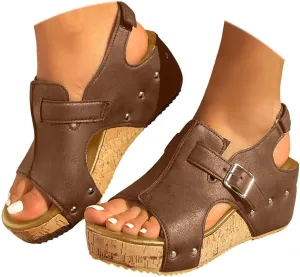 Platform Wedge Sandals for Women Dressy Summer Comfortable Wedge Sandals Ankle Strap Open Toe Espadrilles Sandal Slip On Walking Shoes Wide Width Orthopedic Sandal Casual Boho Dress Shoes