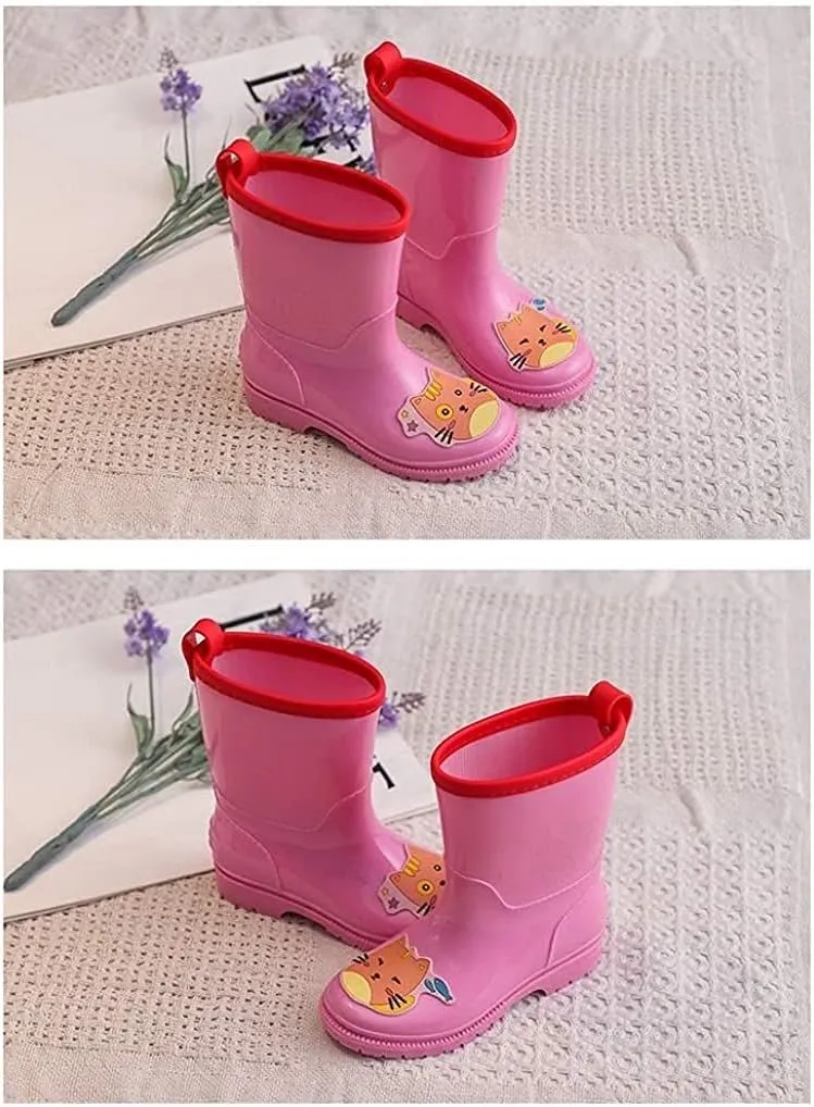 rain Boots Children's Rain Boots Boys and Girls Non-Slip Rain Boots Toddler Waterproof Boots Cartoon Pattern Design Antiskid rain Boots (Color : Blue Size : 16cm)