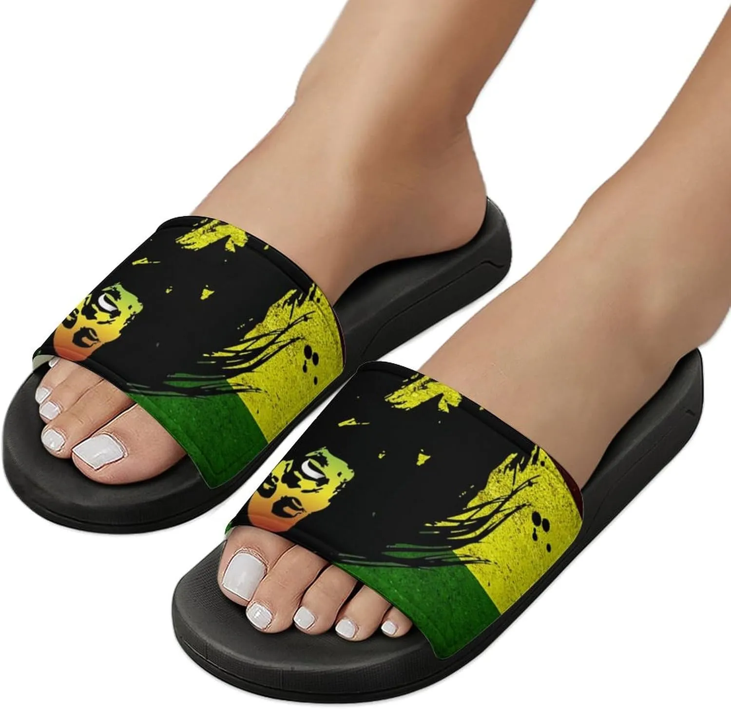 Rasta Reggae Fashion Womens And Mens Slippers House Shower Shoes Indoor Outdoor Beach