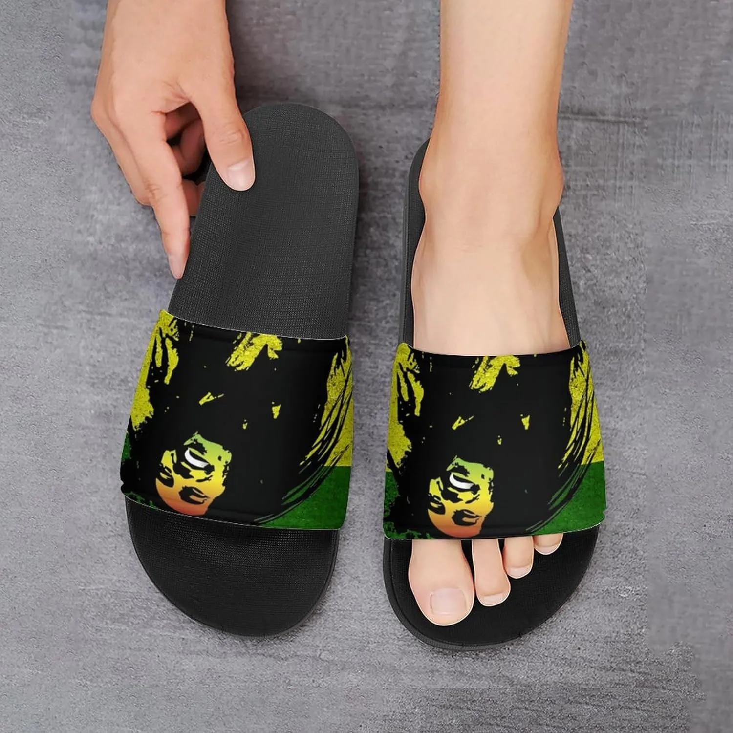 Rasta Reggae Fashion Womens And Mens Slippers House Shower Shoes Indoor Outdoor Beach