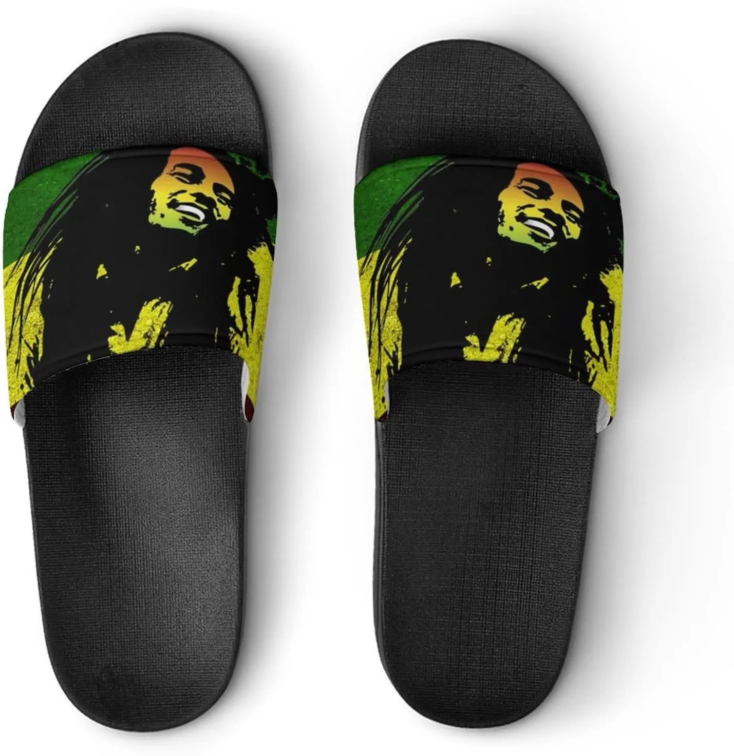 Rasta Reggae Fashion Womens And Mens Slippers House Shower Shoes Indoor Outdoor Beach