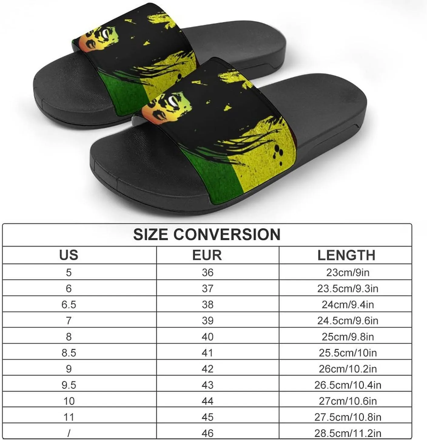 Rasta Reggae Fashion Womens And Mens Slippers House Shower Shoes Indoor Outdoor Beach