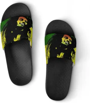 Rasta Reggae Fashion Womens And Mens Slippers House Shower Shoes Indoor Outdoor Beach