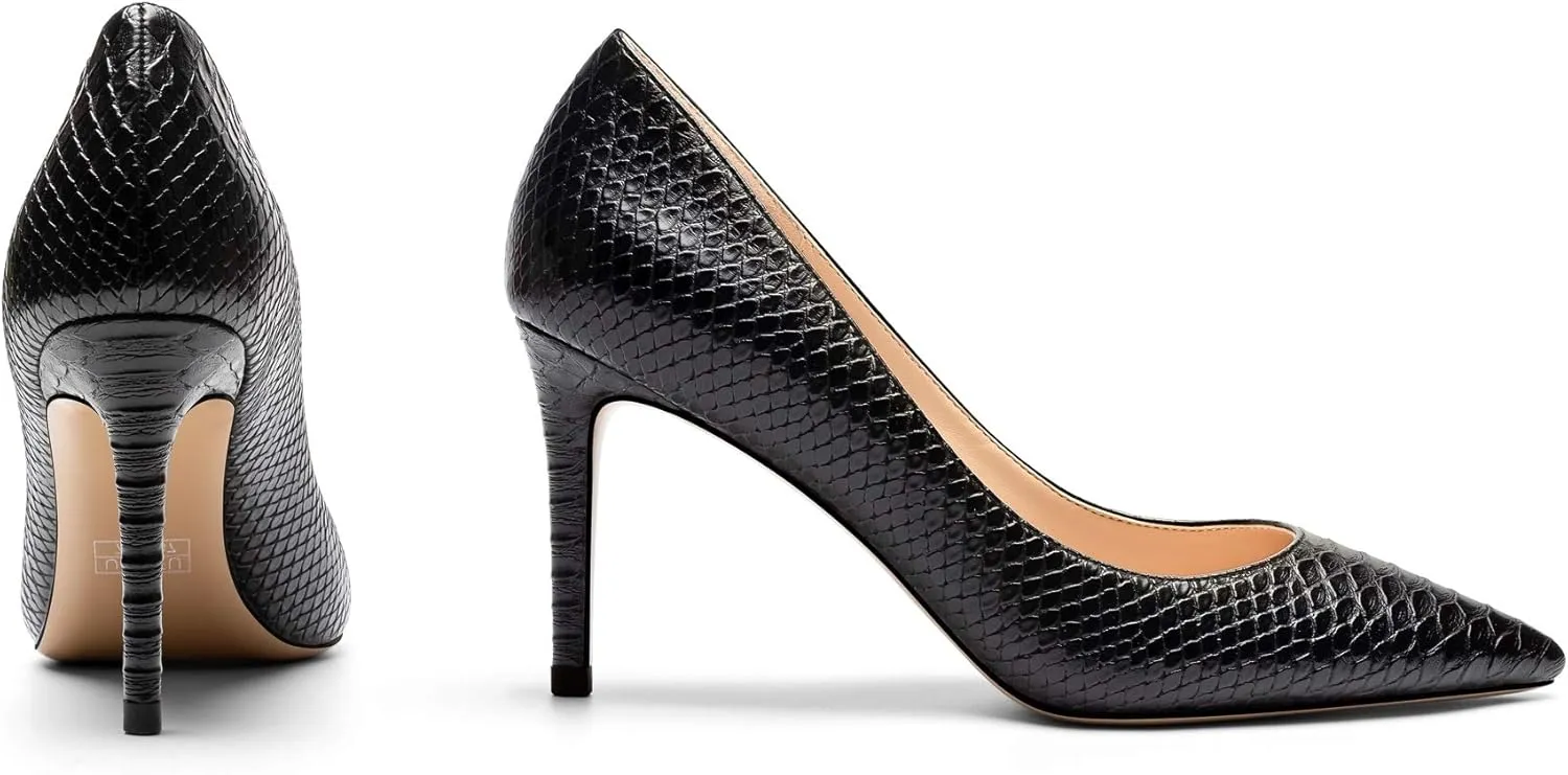 SAMMITOP Women's Pointed Toe Classic Pumps High Heels Slip On Office Party Evening Dress Shoes