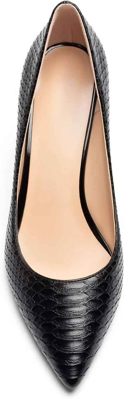 SAMMITOP Women's Pointed Toe Classic Pumps High Heels Slip On Office Party Evening Dress Shoes