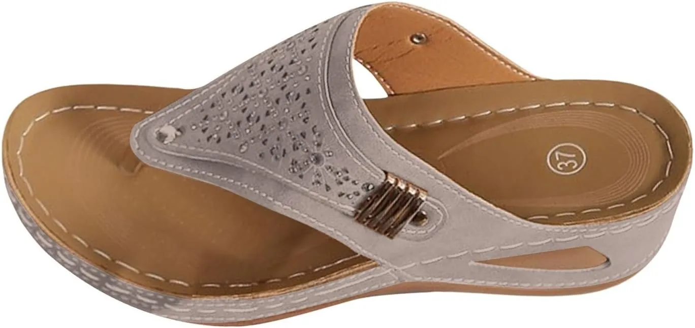 Sandals for Women 2025 Comfortable Orthopedic Gladiator Dress Wedge Sandals Trendy Boho Beach Sandal Flip Flops