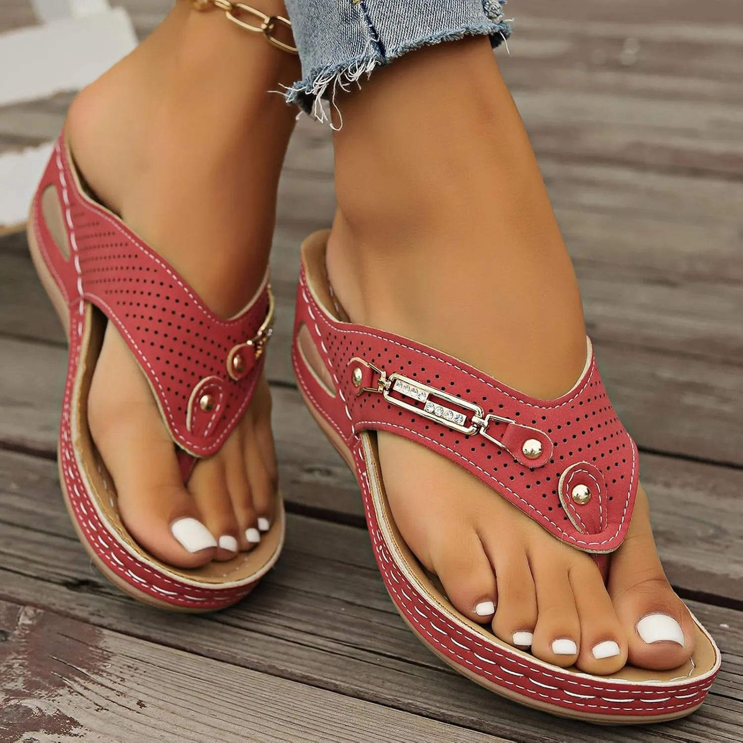 Sandals for Women 2025 Comfortable Orthopedic Gladiator Dress Wedge Sandals Trendy Boho Beach Sandal Flip Flops