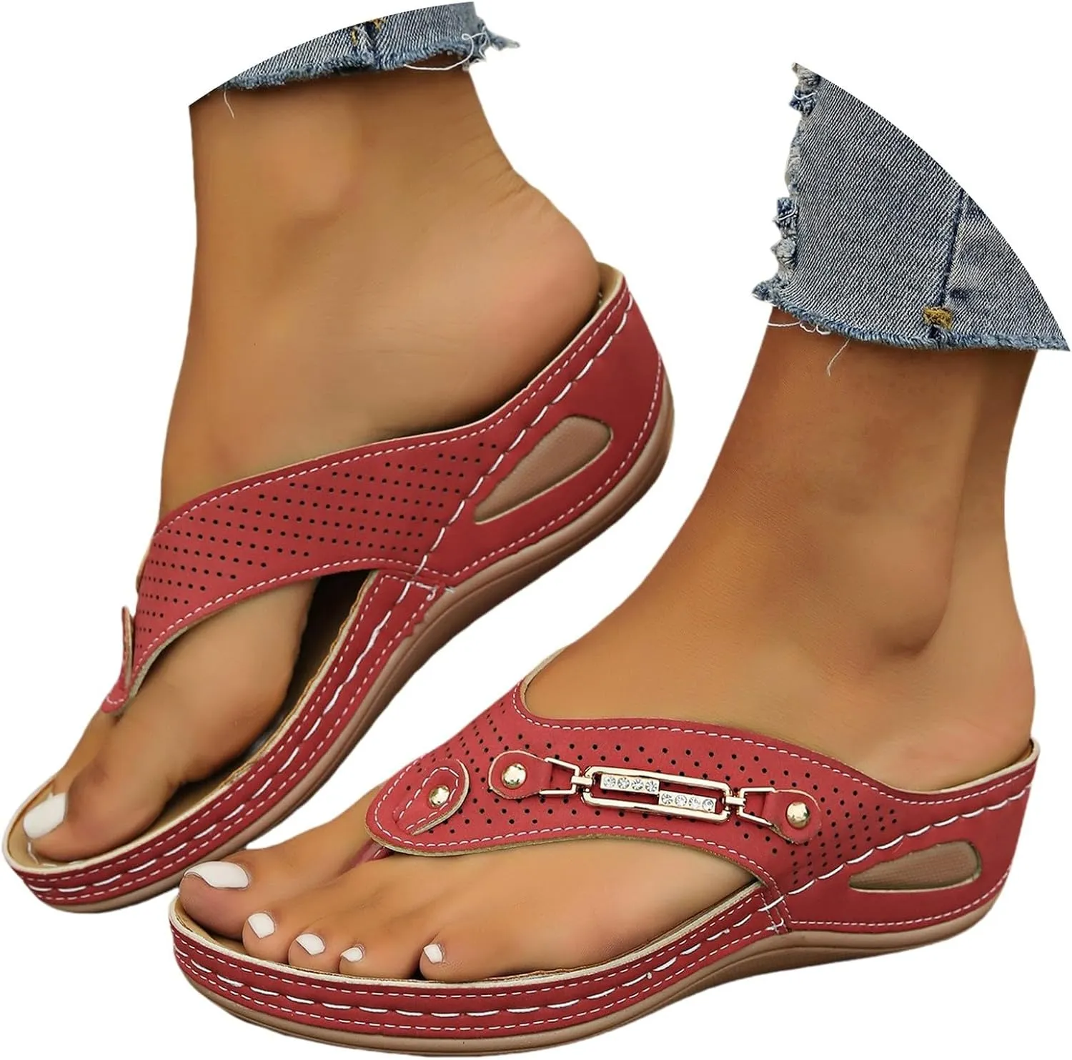Sandals for Women 2025 Comfortable Orthopedic Gladiator Dress Wedge Sandals Trendy Boho Beach Sandal Flip Flops
