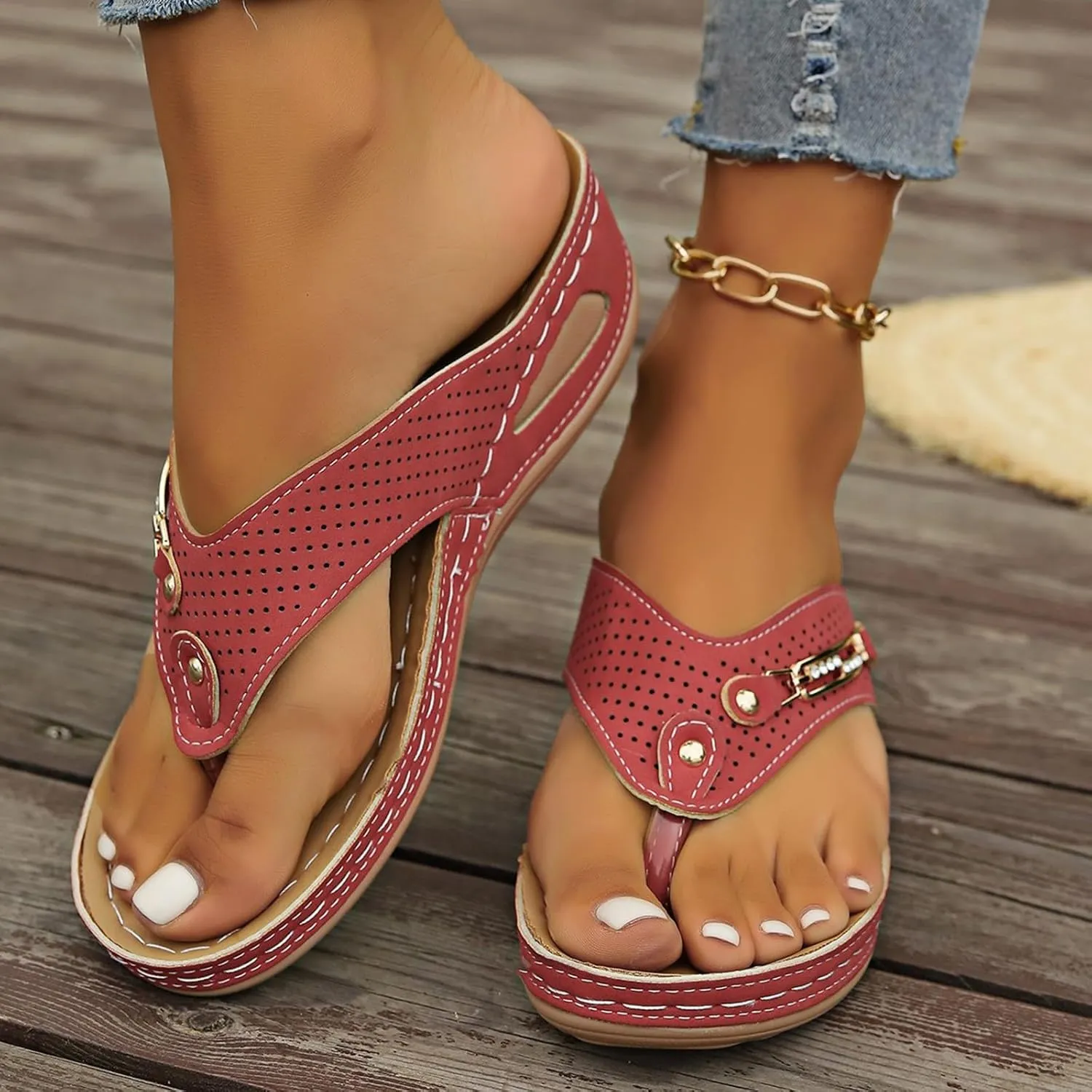 Sandals for Women 2025 Comfortable Orthopedic Gladiator Dress Wedge Sandals Trendy Boho Beach Sandal Flip Flops