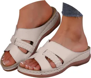 Sandals for Women 2025 Wedge Open Toe Summer Casual Soft Womens Sandals Comfortable Orthopedic Slip On Slides Slippers