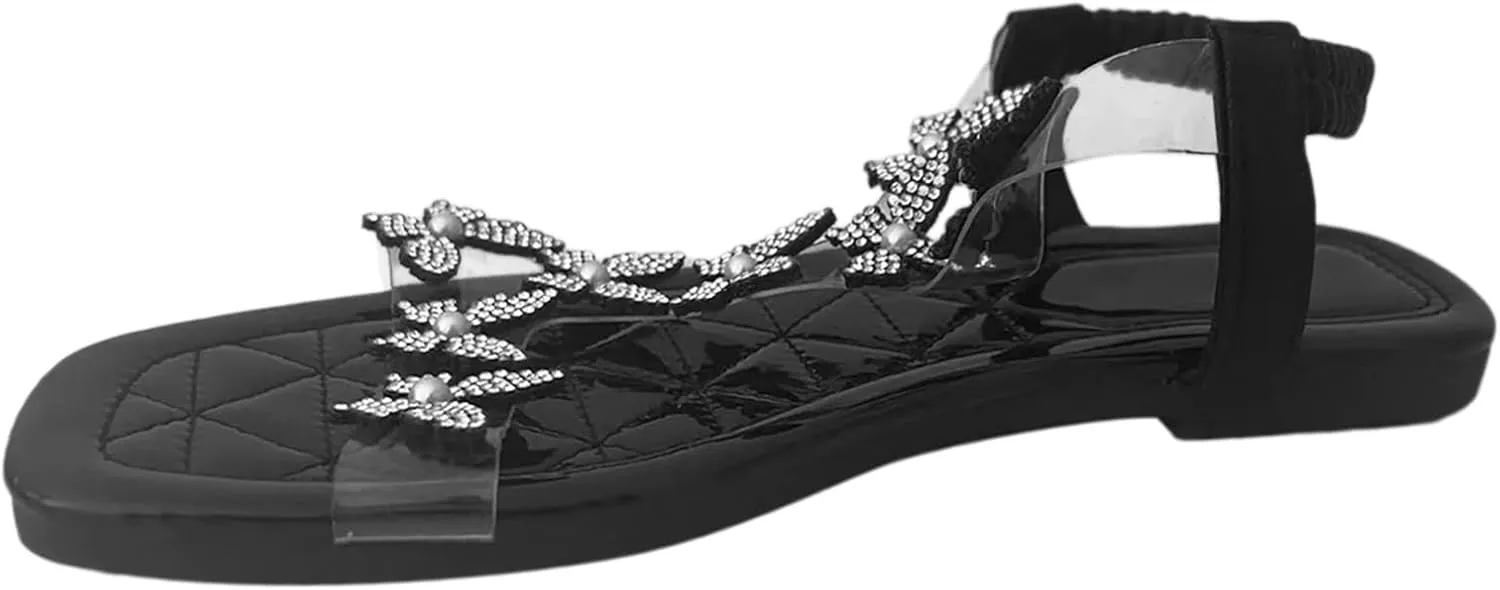 Sandals for Women Flat Sandals for Women Womens Flat Women's Black Summer Shoes Flip Flop
