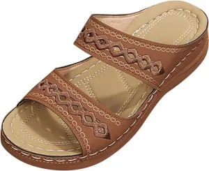 Sandals for Women Low Heel Dressy Sandals with Arch Support Breathable Hollow Hot Summer Casual Shoe