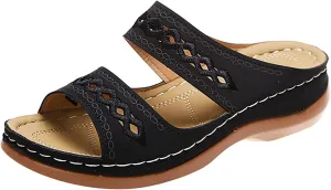 Sandals for Women Low Heel Dressy Sandals with Arch Support Breathable Hollow Hot Summer Casual Shoe