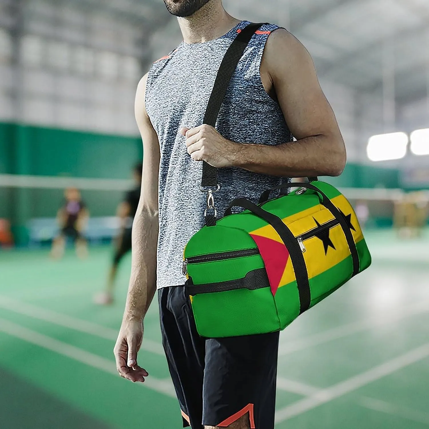 Sao Tome Principe Flag Gym Duffel for Boys Girls with Shoe Compartment Travel Weekender