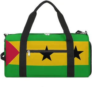 Sao Tome Principe Flag Gym Duffel for Boys Girls with Shoe Compartment Travel Weekender