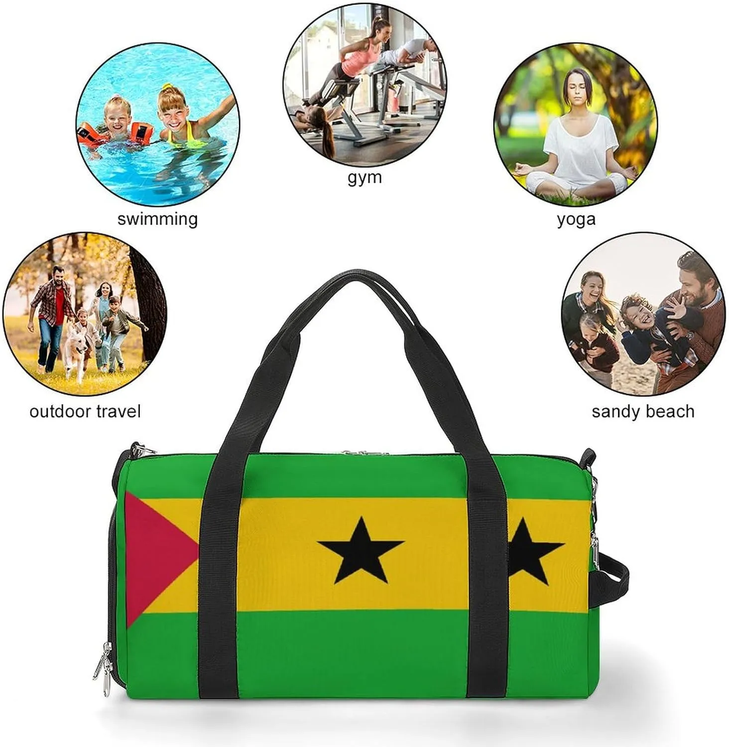 Sao Tome Principe Flag Gym Duffel for Boys Girls with Shoe Compartment Travel Weekender