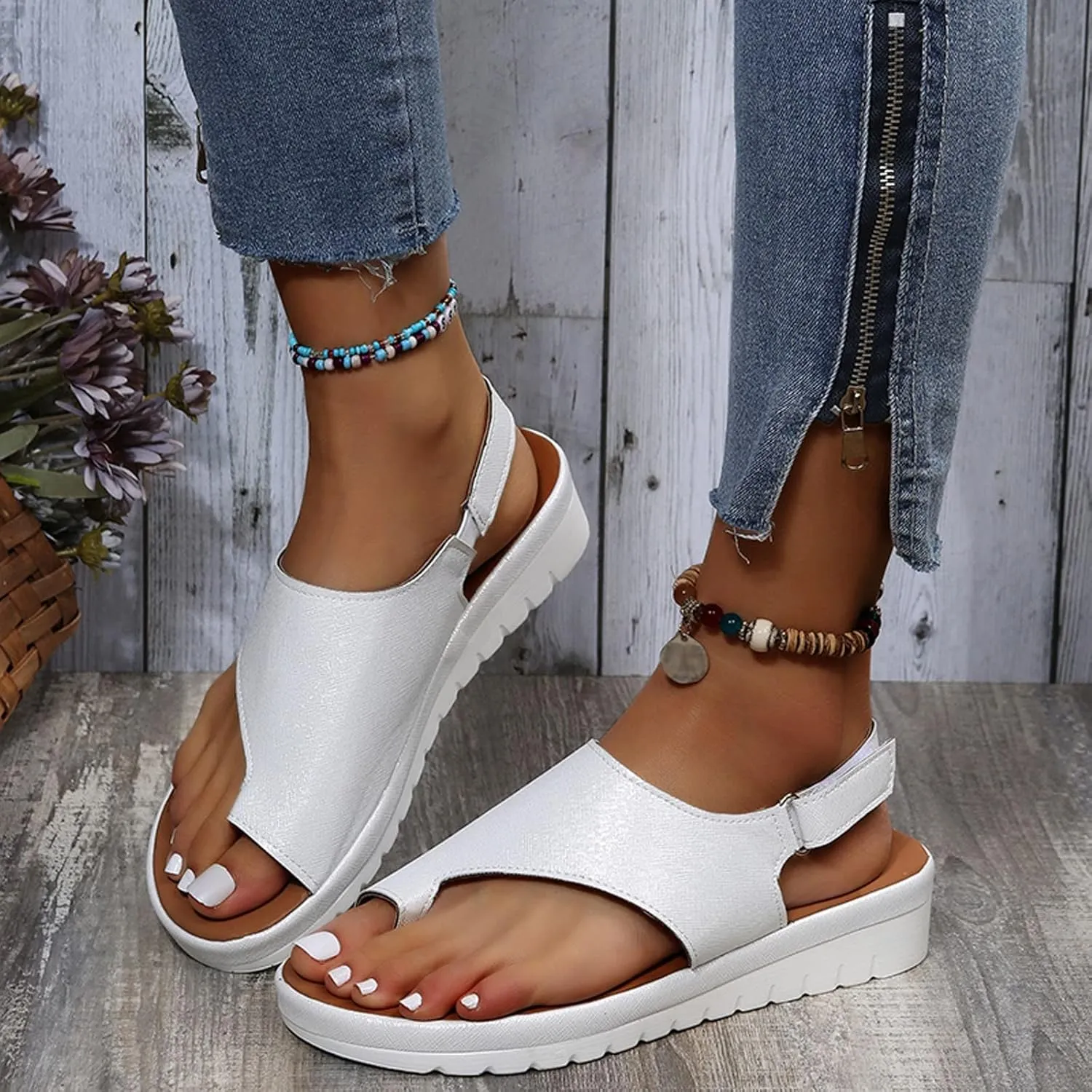 Shoes Color Toe Women Sandals Summer Comfortable Wedges Breathable Fashion Solid Wedges Shoes for Women Sandals