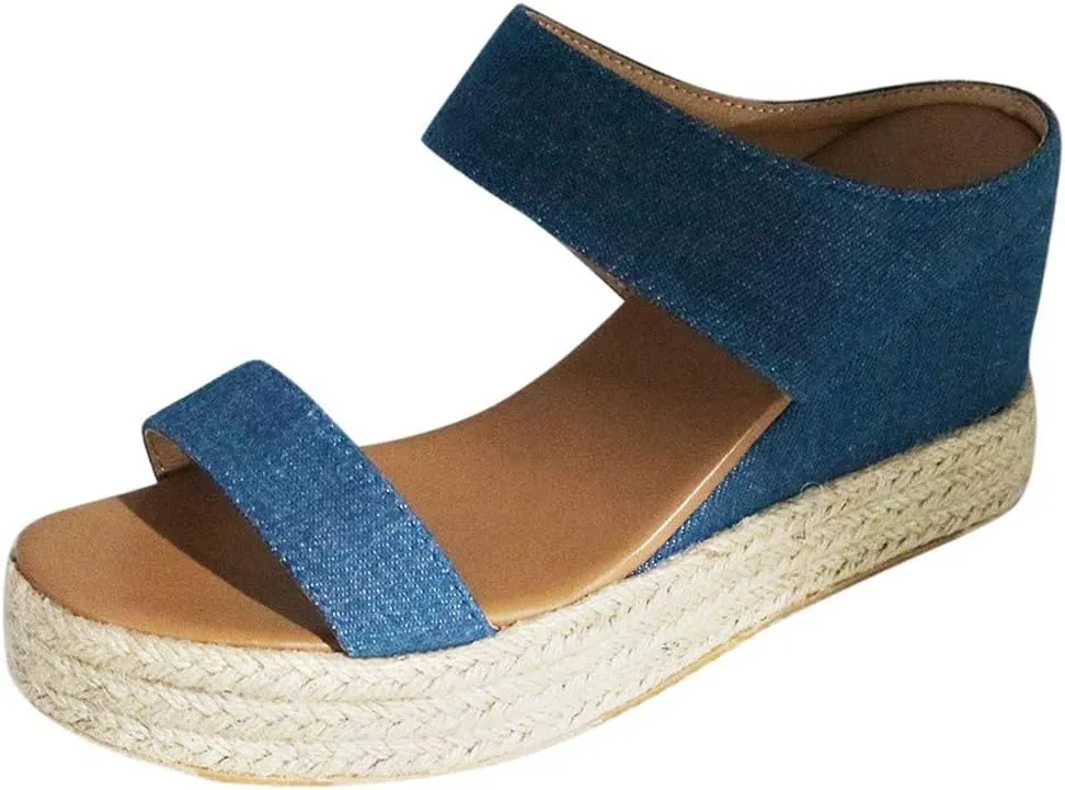 Shoes for Women Sandals, Womens Sandals Wedge Sandals Leather Slip on Platform Sandal Comfortable Flats Shoes