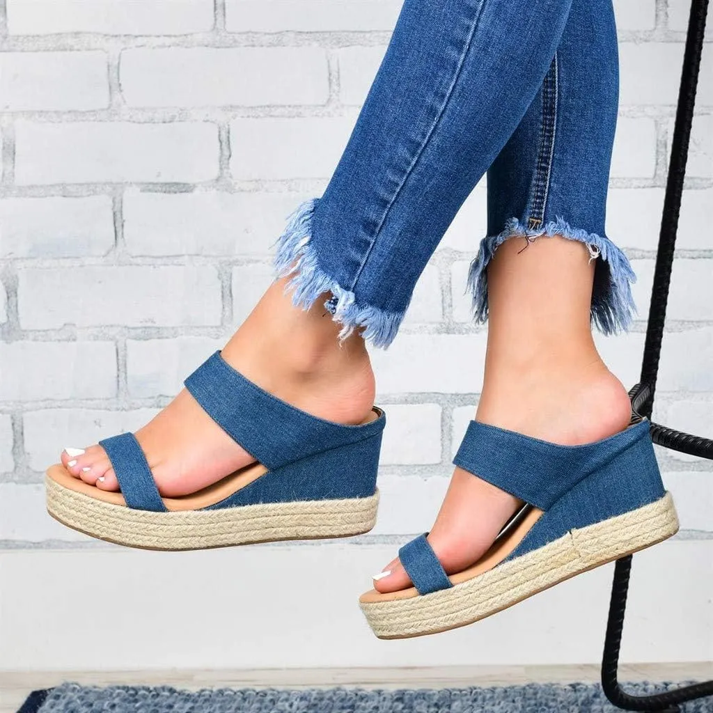 Shoes for Women Sandals, Womens Sandals Wedge Sandals Leather Slip on Platform Sandal Comfortable Flats Shoes