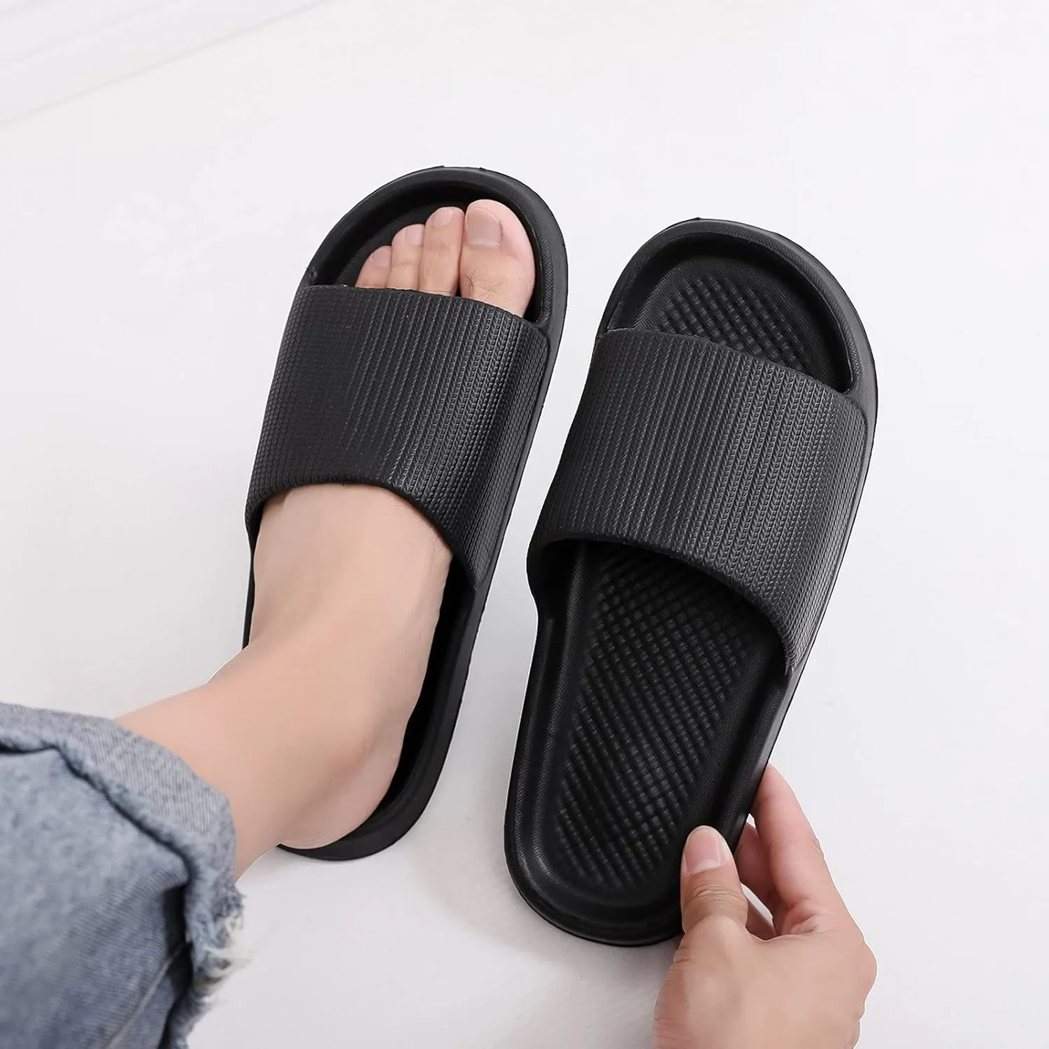 Shower Sandals Cloud Slippers for Men Open Toe Spa Bath Pool Gym Casual Shower Shoes