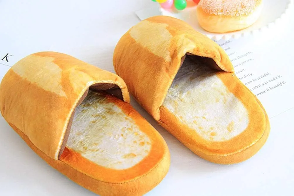 Simulation Bread Plush Novelty Slippers Indoor Slippers for Women (B03)