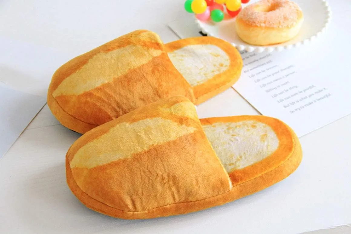 Simulation Bread Plush Novelty Slippers Indoor Slippers for Women (B03)