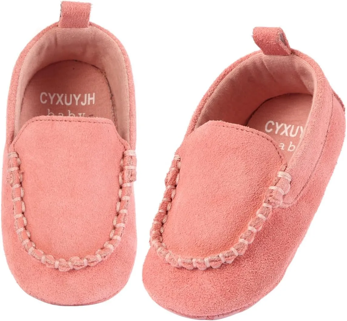 Soft Sole Baby Loafers Boys Girls Newborn Suede Leather Moccasins Infant Baby First Walking Dress Crib Shoes 3-18 Months