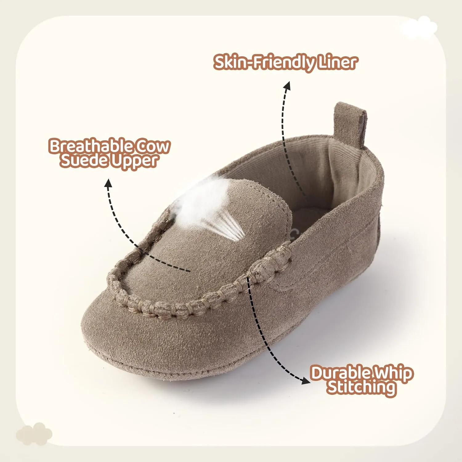 Soft Sole Baby Loafers Boys Girls Newborn Suede Leather Moccasins Infant Baby First Walking Dress Crib Shoes 3-18 Months
