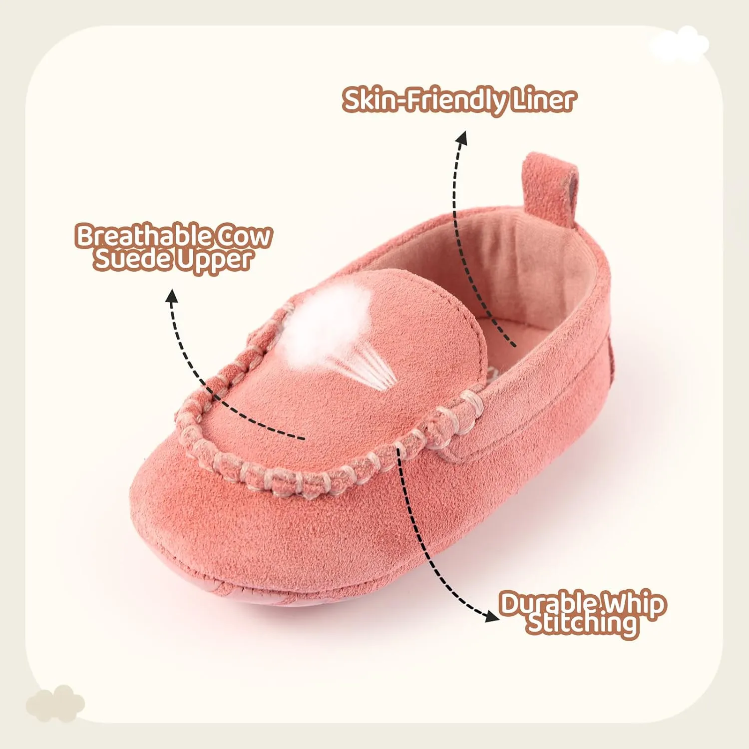 Soft Sole Baby Loafers Boys Girls Newborn Suede Leather Moccasins Infant Baby First Walking Dress Crib Shoes 3-18 Months