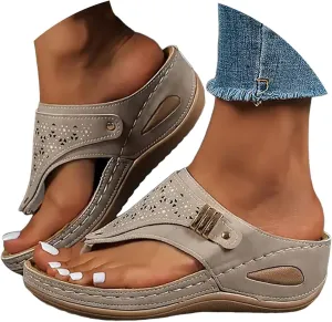 Spring Orthopedic Sandals for Women, Women Summer Comfortable Sandals Arch Support Wedge 2025 Flip Flops