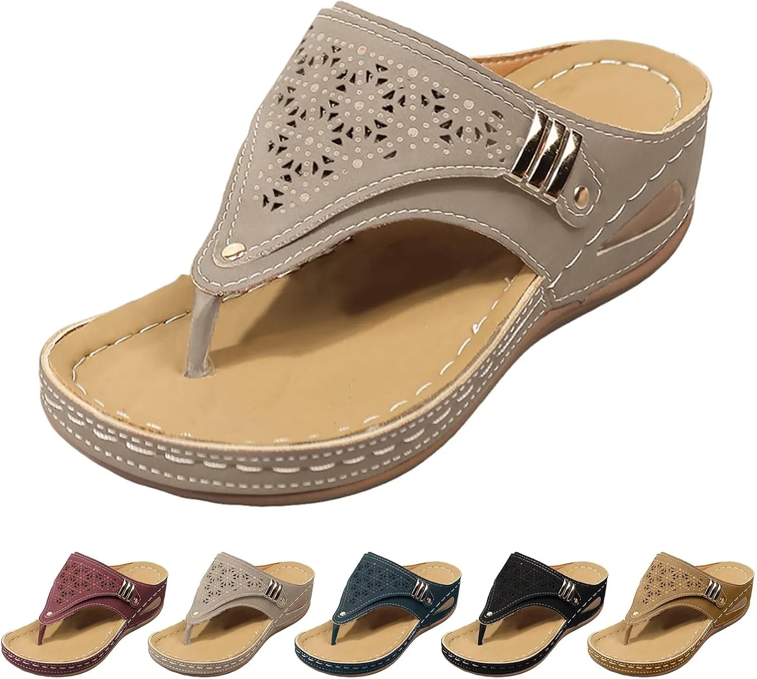 Spring Orthopedic Sandals for Women, Women Summer Comfortable Sandals Arch Support Wedge 2025 Flip Flops