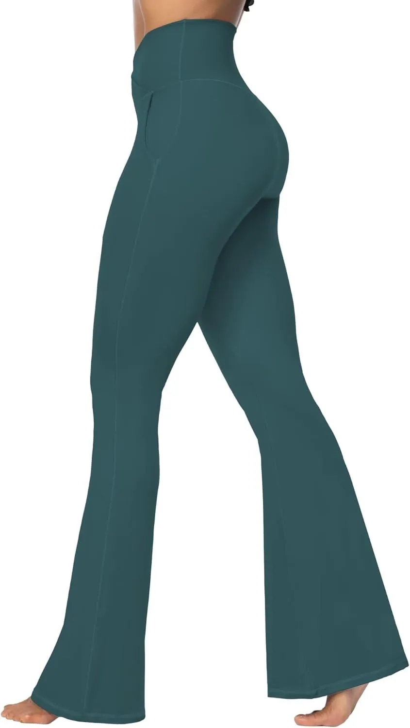 Sunzel Flare Leggings for Women with Pockets, Crossover Yoga Pants with Tummy Control, High Waisted and Wide Leg