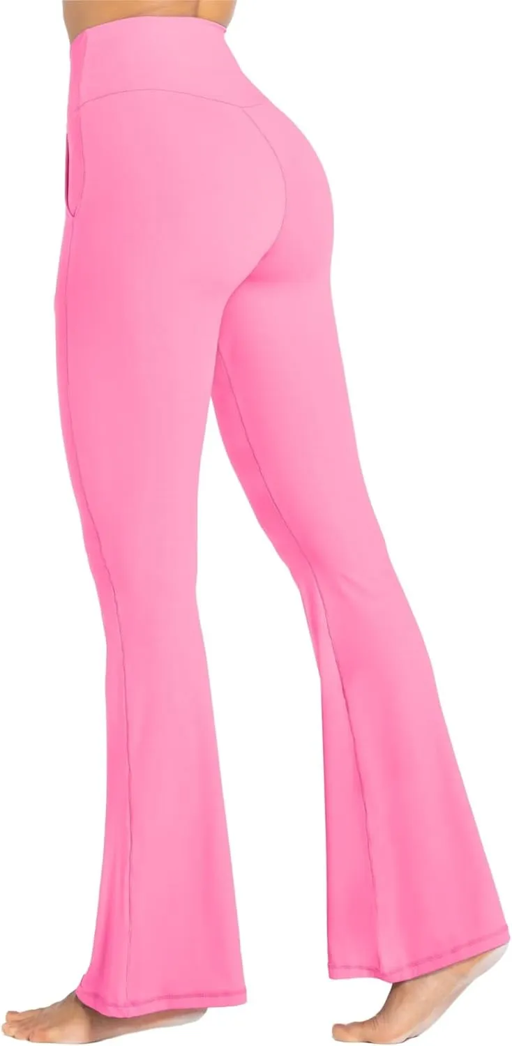 Sunzel Flare Leggings for Women with Pockets, Crossover Yoga Pants with Tummy Control, High Waisted and Wide Leg