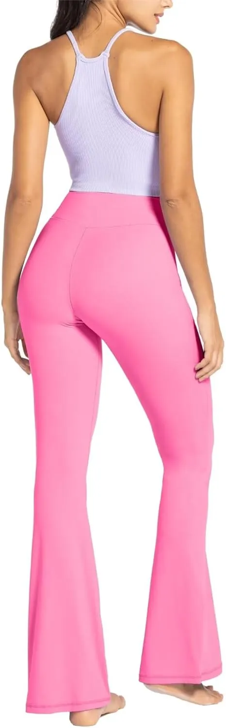 Sunzel Flare Leggings for Women with Pockets, Crossover Yoga Pants with Tummy Control, High Waisted and Wide Leg