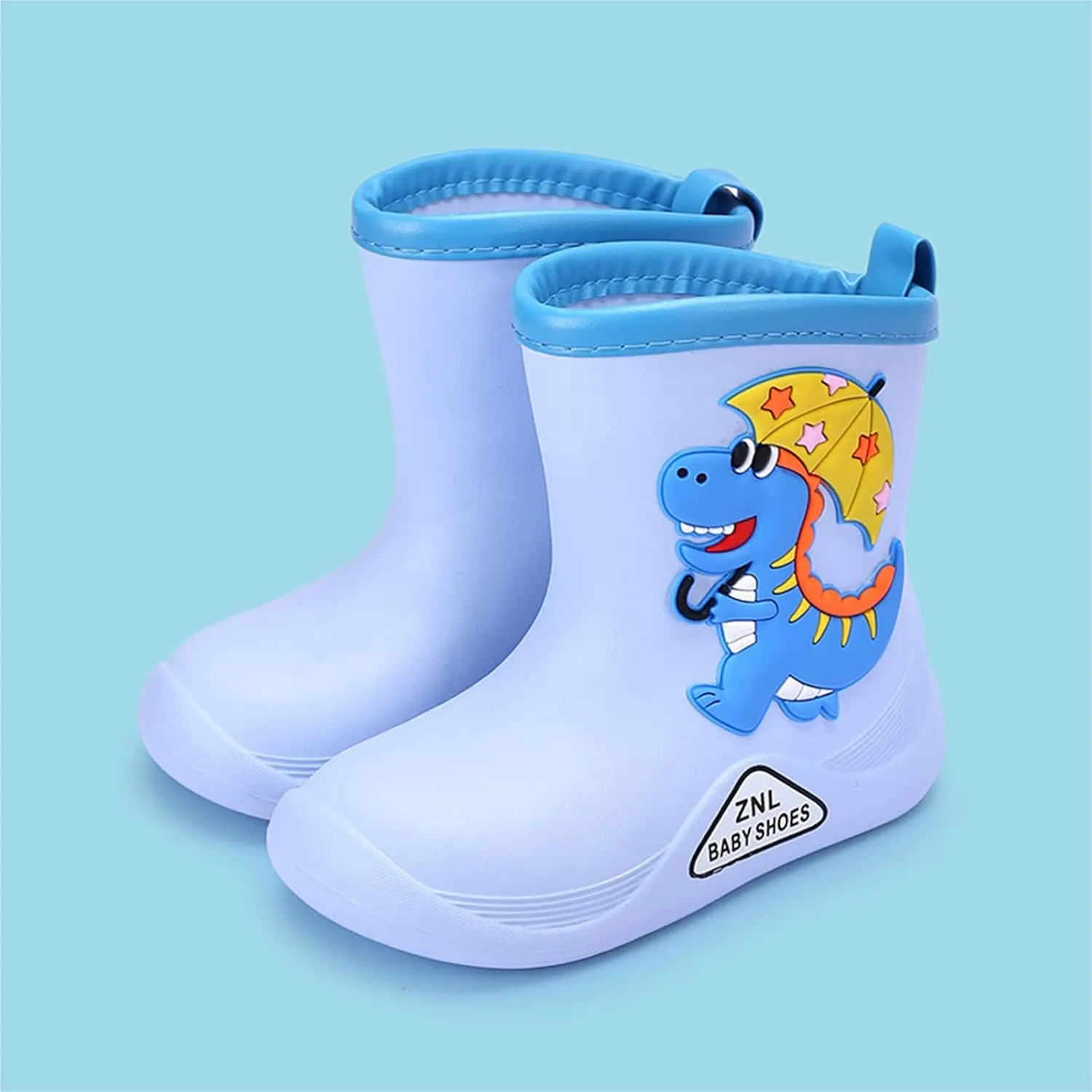 Toddler Dinosaur Rain Boots Waterproof Rubber Kids Rain Boots for Girls Boys Outdoor Non Slip Soft Garden Boots
