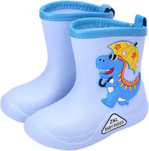 Toddler Dinosaur Rain Boots Waterproof Rubber Kids Rain Boots for Girls Boys Outdoor Non Slip Soft Garden Boots