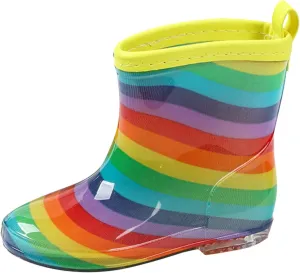Toddler Kids Rain Boots Short Cute Rainbow Bow Rain Boots Baby Easy On Lightweight Fashion Casual Rain Boots
