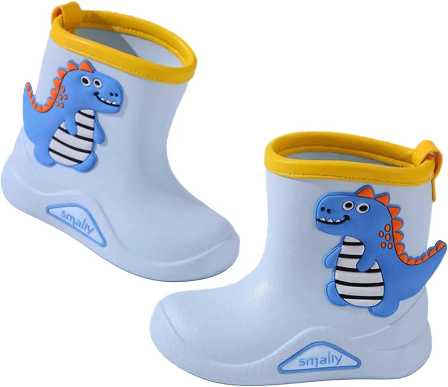 Toddler Rain Boots Little Boys Girls Cute Cartoon Dinosaur Excavator Waterproof Lightweight Anti-Slip Ankle Rainboots