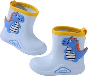 Toddler Rain Boots Little Boys Girls Cute Cartoon Dinosaur Excavator Waterproof Lightweight Anti-Slip Ankle Rainboots