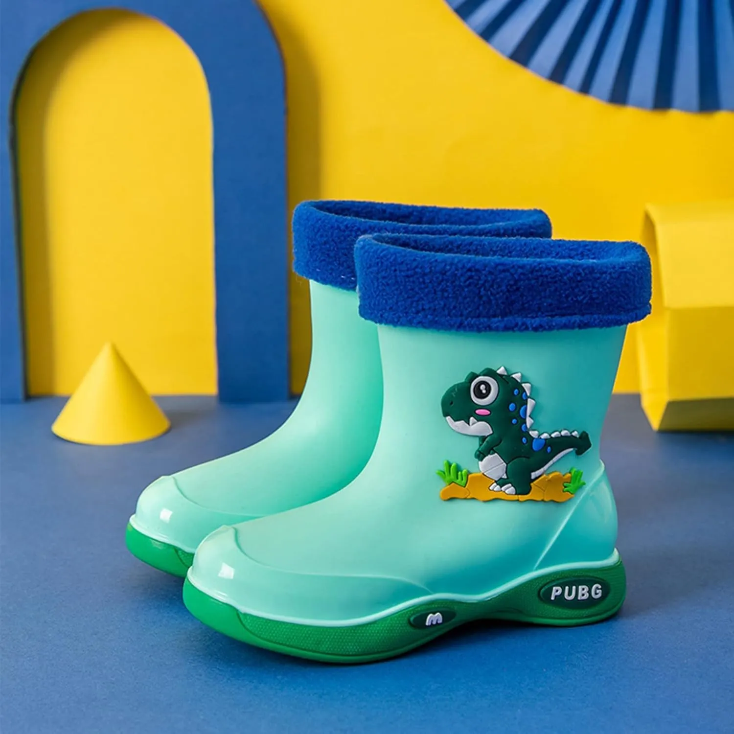Toddler Warm Lined Rain Boots Baby Kids Dinosaur Rain Shoes Toddler Boy Rainboots Waterproof Boots For Boys